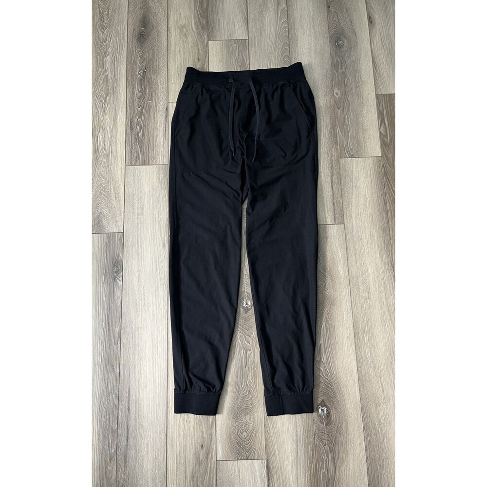 Lululemon ABC Jogger Sweatpants Warpstreme Black Woven Mens Sz M Zip Pocket